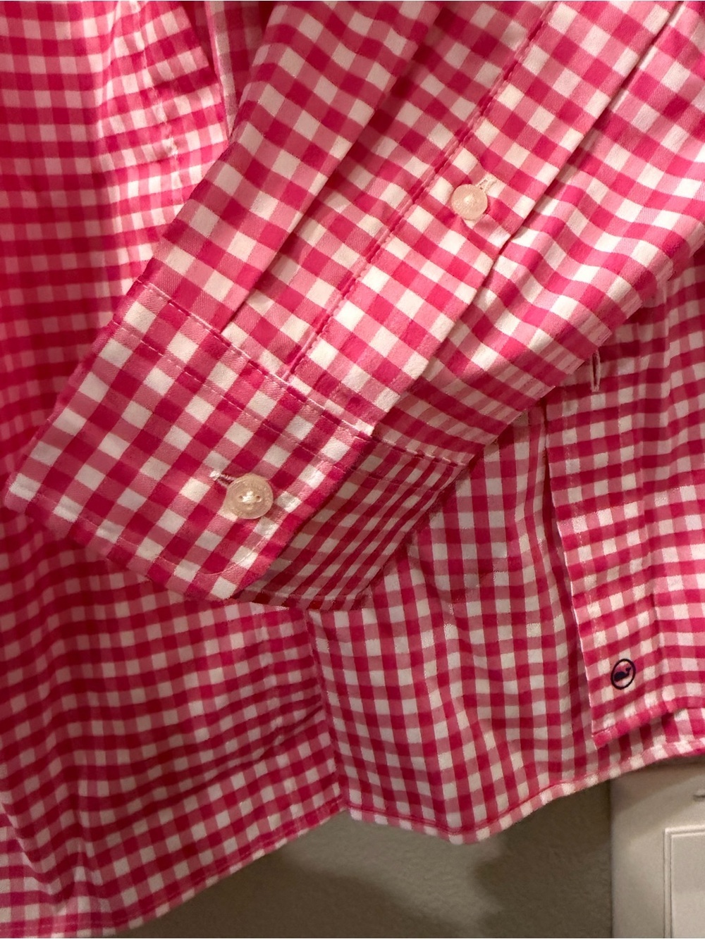 Vineyard Vines Pink and White Gingham Performance Shirt - Picture 10 of 12